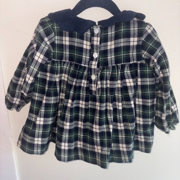Cecil and Lou Girls Navy Green Plaid Corduroy Collar Blouse Holiday Prep 3T - Picture 3 of 14